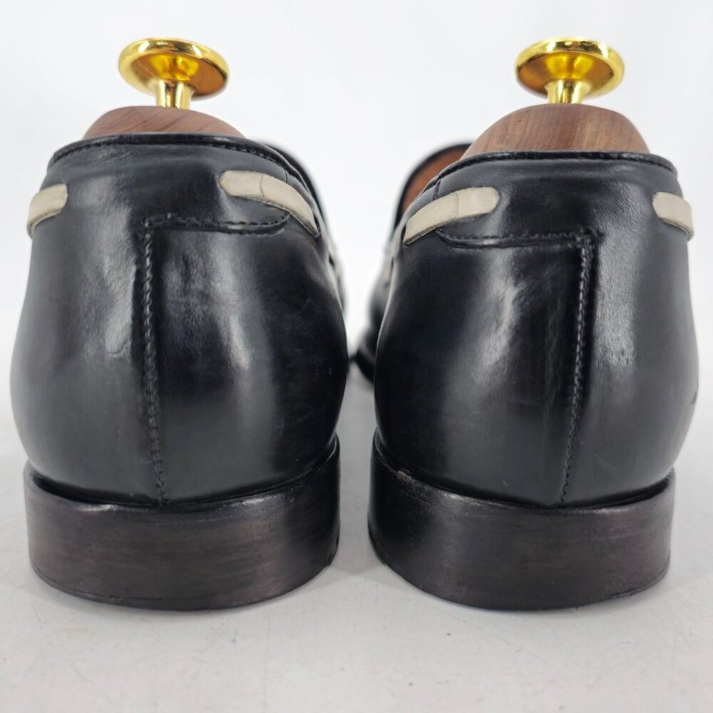 Fratelli Rossetti Italy Mens 6.5US 39.5EU Black White Brera Loafers Dress Shoes - Picture 5 of 11